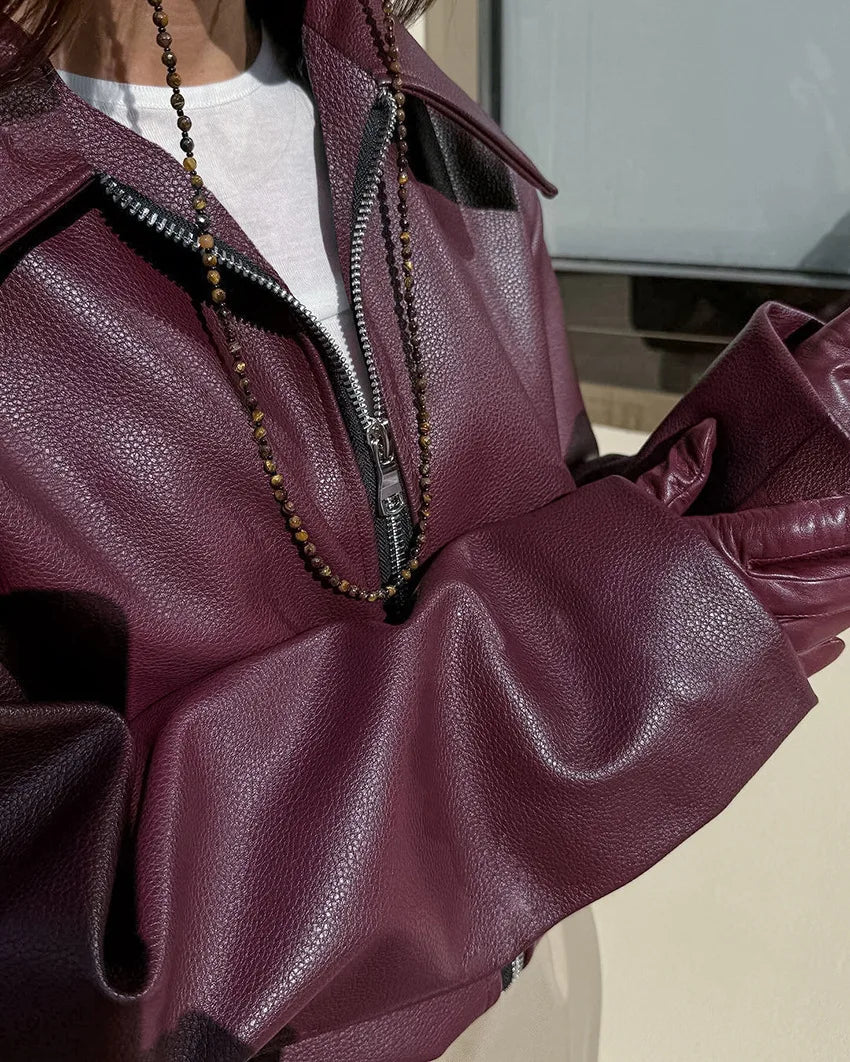Burgundy leather jacket